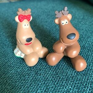 Vtg Hallmark Merry Miniatures Rodney and Rhonda Reindeer Figures